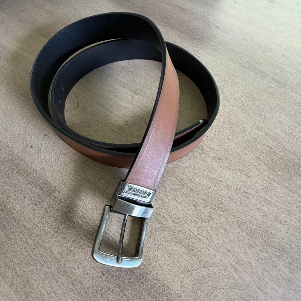 Dickies Mens‎ Reversible Leather Belt Brown Black Swivel Buckle 46-48